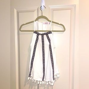 Off- White Aztec Embroidered High Neck Tank w/ Tassels ☀️Beach / Vacay Vibes
